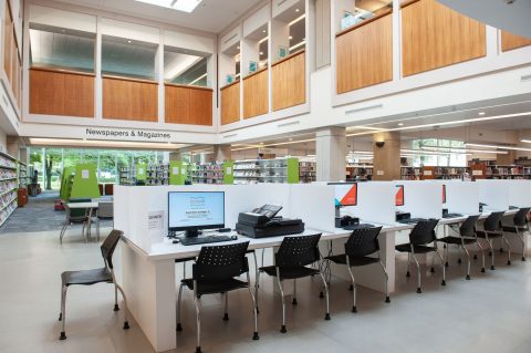 First floor computer stations at Bob Prittie Metrotown.