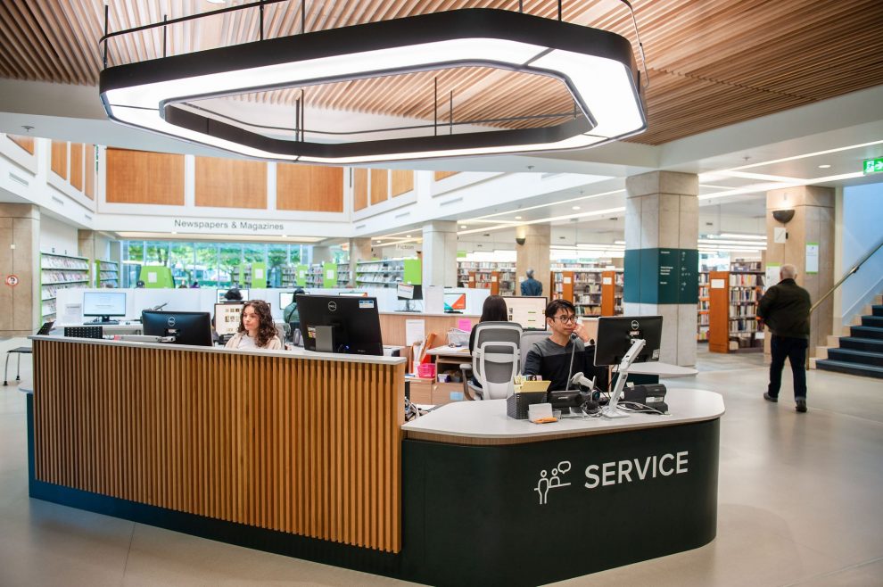 Staff at the first floor service desk